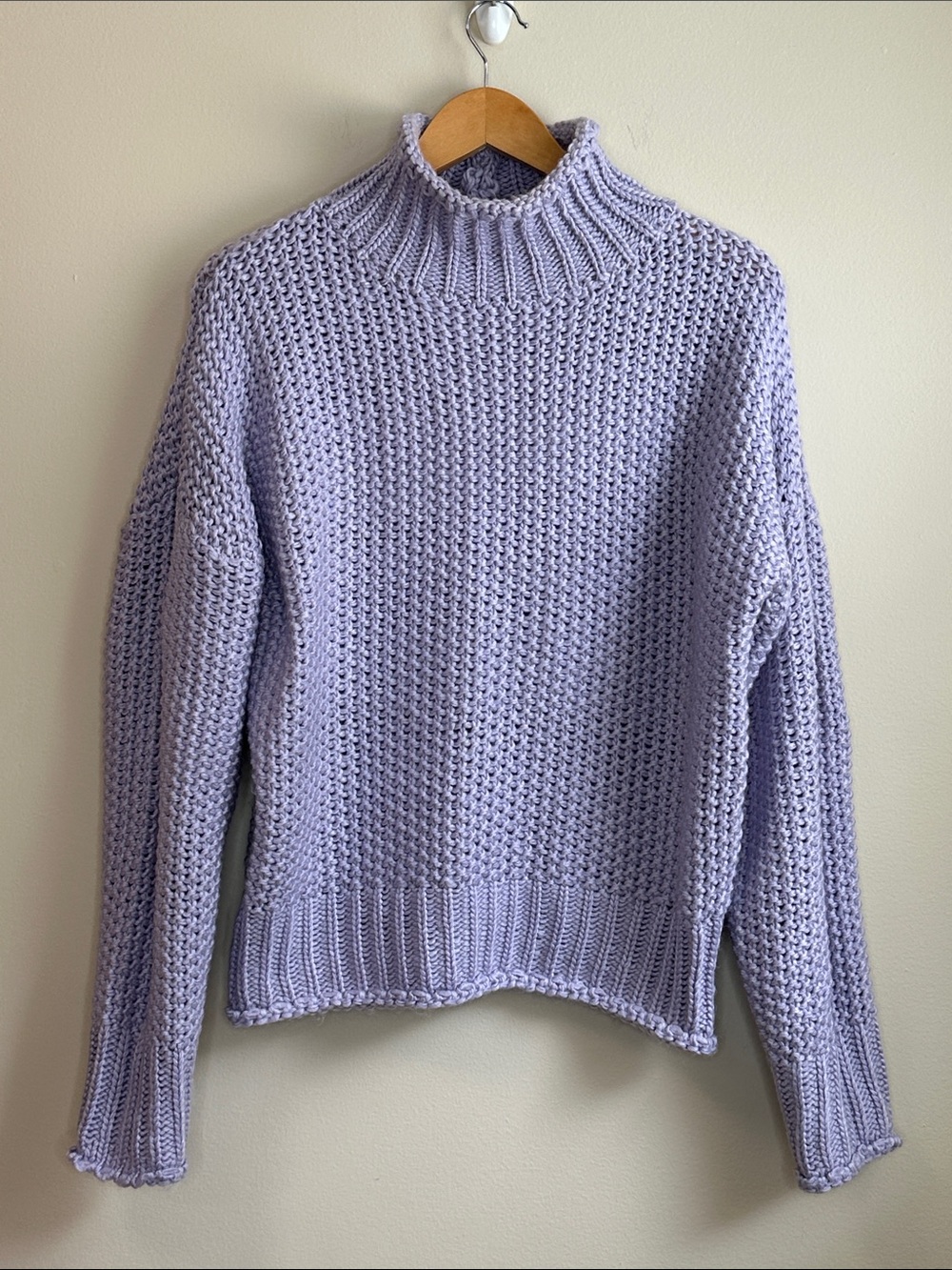 ❤️ ya Bunches Lavender Turtleneck Chunky Knit Sweater Size Small